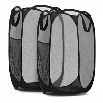 KAUFLY Collapsible Mesh Pop-Up Hamper with Pocket-Breathable Foldable Large Storage Basket