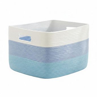 KAUFLY Rectangle Woven Cotton Rope Storage Basket for Laundry Toys Blankets
