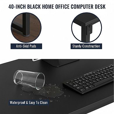 KAUFLY Compact Mission Desk with Steel Frame & Wood Top for Home Office & Dorm