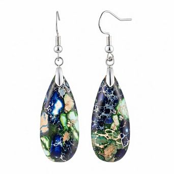 KAUFLY Teardrop Jasper Stone Dangle Earrings for Women Gift Box Included