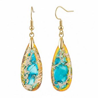 KAUFLY Teardrop Jasper Stone Dangle Earrings for Women Gift Box Included