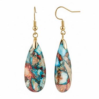 KAUFLY Teardrop Jasper Stone Dangle Earrings for Women Gift Box Included