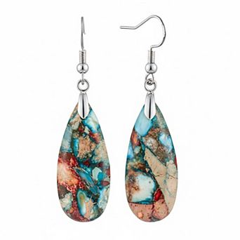 KAUFLY Teardrop Jasper Stone Dangle Earrings for Women Gift Box Included