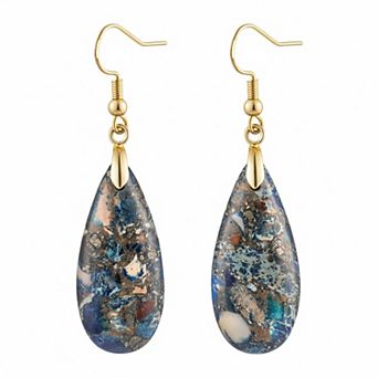 KAUFLY Teardrop Jasper Stone Dangle Earrings for Women Gift Box Included
