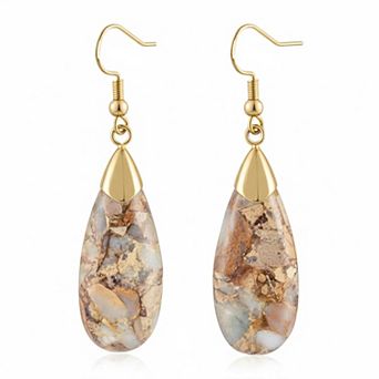 KAUFLY Teardrop Jasper Stone Dangle Earrings for Women Gift Box Included