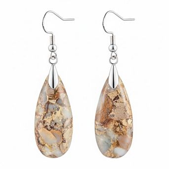 KAUFLY Teardrop Jasper Stone Dangle Earrings for Women Gift Box Included