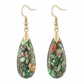 KAUFLY Teardrop Jasper Stone Dangle Earrings for Women Gift Box Included