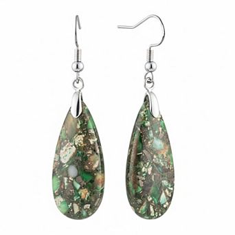 KAUFLY Teardrop Jasper Stone Dangle Earrings for Women Gift Box Included