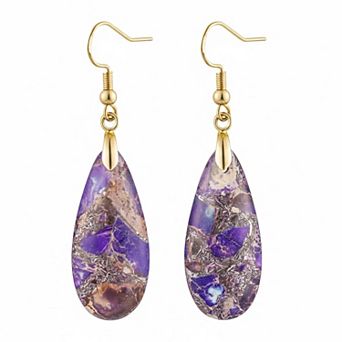 KAUFLY Teardrop Jasper Stone Dangle Earrings for Women Gift Box Included