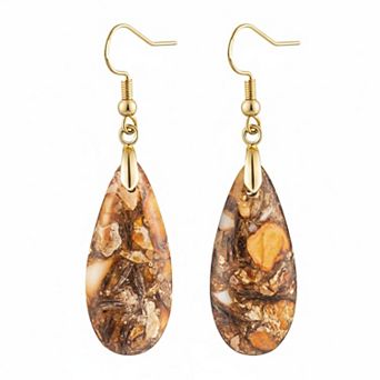 KAUFLY Teardrop Jasper Stone Dangle Earrings for Women Gift Box Included