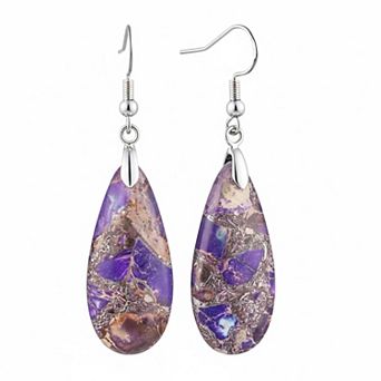 KAUFLY Teardrop Jasper Stone Dangle Earrings for Women Gift Box Included