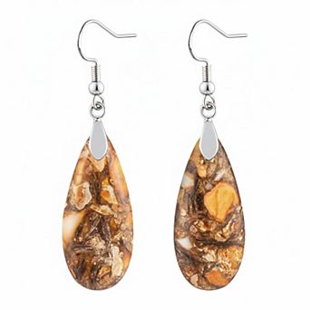 KAUFLY Teardrop Jasper Stone Dangle Earrings for Women Gift Box Included