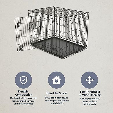 KAUFLY Folding Dog Crate with Divider & Leak-Proof Tray, Portable for Small Breeds