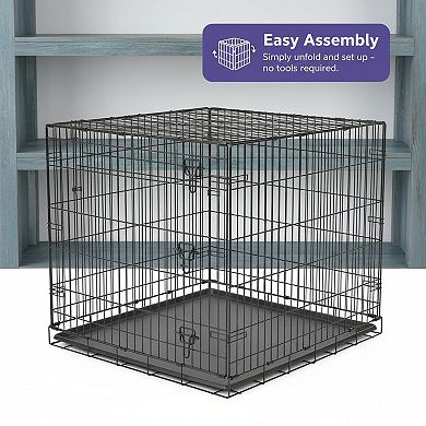 KAUFLY Folding Dog Crate with Divider & Leak-Proof Tray, Portable for Small Breeds