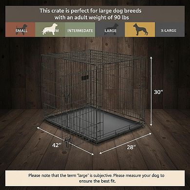 KAUFLY Folding Dog Crate with Divider & Leak-Proof Tray, Portable for Small Breeds