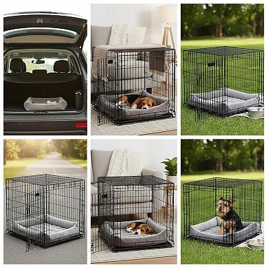 KAUFLY Folding Dog Crate with Divider & Leak-Proof Tray, Portable for Small Breeds
