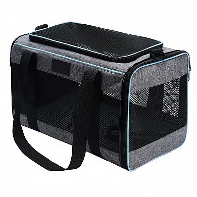 KAUFLY Soft-Sided Pet Carrier with Mesh Entry & Fleece Bed, Holds 22 lbs