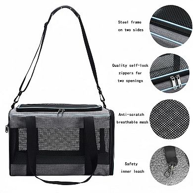KAUFLY Soft-Sided Pet Carrier with Mesh Entry & Fleece Bed, Holds 22 lbs