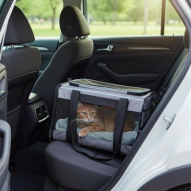 KAUFLY Soft-Sided Pet Carrier with Mesh Entry & Fleece Bed, Holds 22 lbs