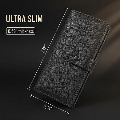 ZUQIETA Slim RFID Bifold Wallet ID Window, Zip Pocket, Card Slots for Women
