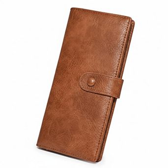 ZUQIETA Slim RFID Bifold Wallet ID Window, Zip Pocket, Card Slots for Women