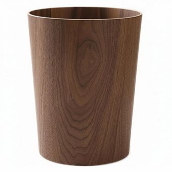KAUFLY 2.3 Gallons Wood Trash Can Japanese Style Round Lightweight Sturdy for Home Office