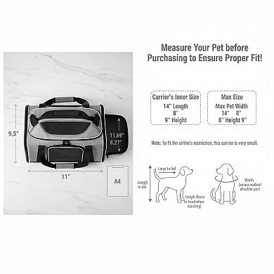 Petsfit Top-expandable Pet Carrier Airline Approved Soft-sided For Small Cats Dogs Locking Zippers