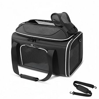 Petsfit Top-expandable Pet Carrier Airline Approved Soft-sided For Small Cats Dogs Locking Zippers