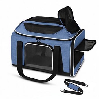 Petsfit Top-expandable Pet Carrier Airline Approved Soft-sided For Small Cats Dogs Locking Zippers