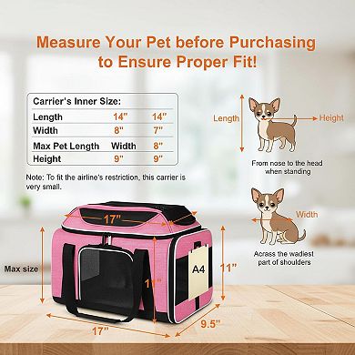 Petsfit Top Expandable Pet Carrier Airline Approved Soft Sided Small Cats Dogs Locking