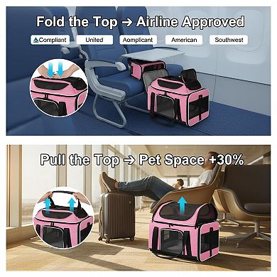Petsfit Top Expandable Pet Carrier Airline Approved Soft Sided Small Cats Dogs Locking