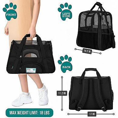 Petsfit Airline Approved Soft Sided Pet Carrier for Small Medium Dogs Cats Ventilated Sherpa Bed