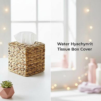 KAUFLY Rattan Tissue Box Cover Hand Woven Decorative for Bathroom Bedroom Office