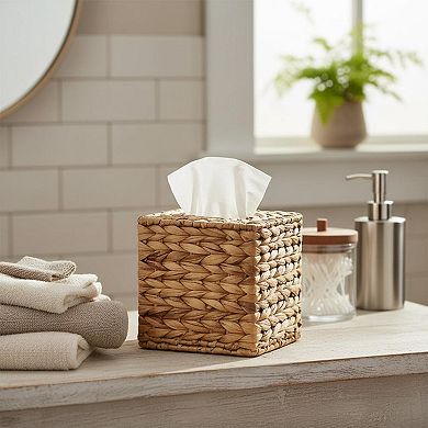 KAUFLY Rattan Tissue Box Cover Hand Woven Decorative for Bathroom Bedroom Office