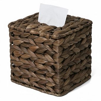 KAUFLY Rattan Tissue Box Cover Hand Woven Decorative for Bathroom Bedroom Office