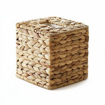 KAUFLY Rattan Tissue Box Cover Hand Woven Decorative for Bathroom Bedroom Office