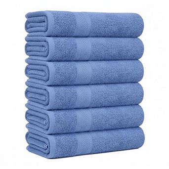 KAUFLY 6-Pack Cotton Bath Towels - Lightweight, Quick Dry & Absorbent Multi-Use Set