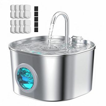 Petsfit Stainless Steel Pet Water Fountain Automatic Drinking Dispenser with Mute Pump Filters