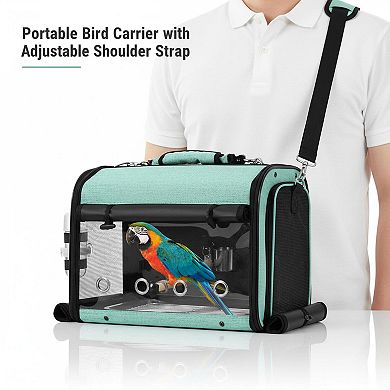 Petsfit Bird Carrier Backpack Lightweight Parrot Travel Cage, Transparent Breathable
