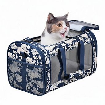 Petsfit Soft-sided Collapsible Pet Carrier Airline Approved for Small Dogs Cats, Safety Straps
