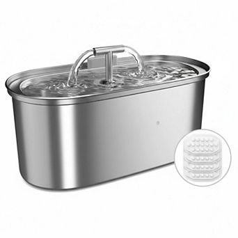 Nicate Stainless Steel Cat Water Fountain Capacity Ultra Silent Pump Quadruple Filtration Double