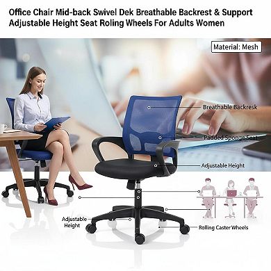 KAUFLY Mid-back Mesh Office Chair - Ergonomic Swivel, Adjustable Height