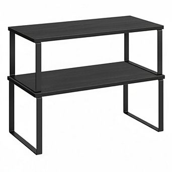 KAUFLY Stackable Expandable 2-Pack Kitchen Cabinet Shelf, Metal & Wood