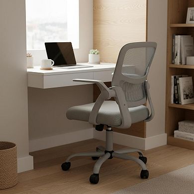 KAUFLY Ergonomic Mid-Back Computer Chair, Adjustable Height, 360° Swivel Rocking Mesh Seat