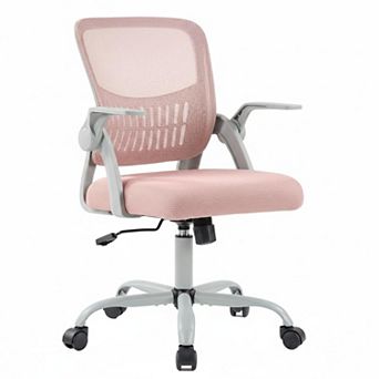 KAUFLY Ergonomic Mid-Back Computer Chair, Adjustable Height, 360° Swivel Rocking Mesh Seat