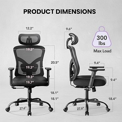 KAUFLY Gaming Office Chair 2D Headrest, Adjustable Armrests, Contoured Seat, Wheels