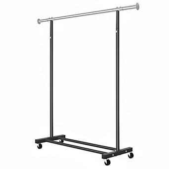 KAUFLY Heavy Duty Rolling Garment Rack with Wheels & Shelf, 130 lb Capacity