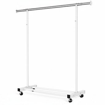 KAUFLY Heavy Duty Rolling Garment Rack with Wheels & Shelf, 130 lb Capacity