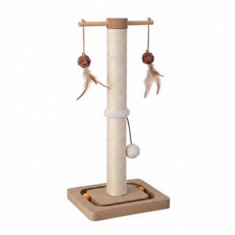 Nicate Cat Sisal Scratch Posts: Interactive Toys, Sturdy Vertical Scratcher for Indoor Cats