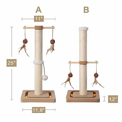 Nicate Cat Sisal Scratch Posts: Interactive Toys, Sturdy Vertical Scratcher for Indoor Cats